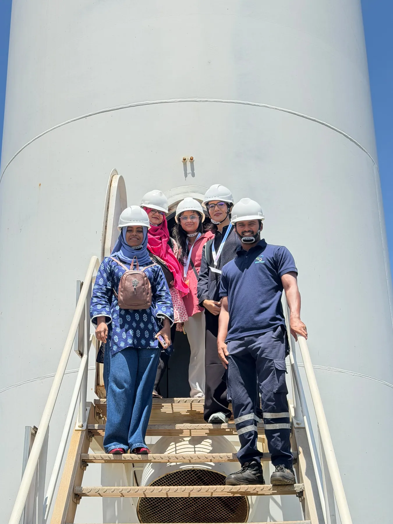 At the foot of a wind turbine tower in Sri Lanka